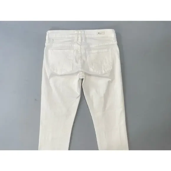 KUT From The Kloth Catherine Boyfriend Fray Stretch Denim Jeans. White, Size 0. - Picture 8 of 9